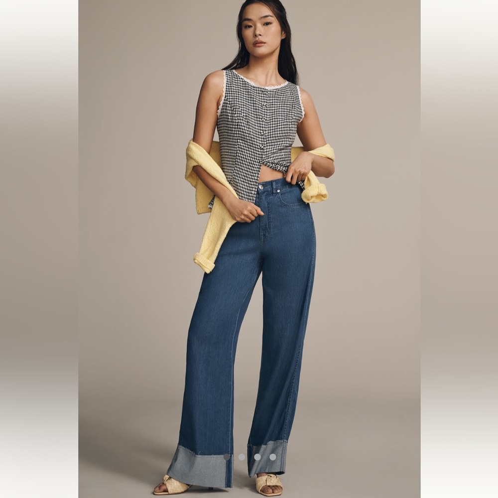 Sam Edelman High Rise Cuffed Wide Leg Jeans